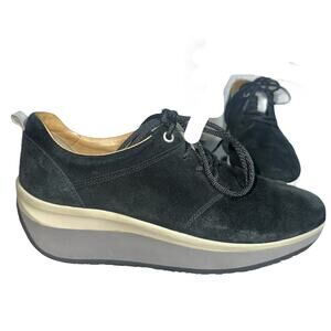 Hartjes Black Suede Sneakers Size 8.5 US 6 UK Comfort Walking Shoes Vibram Sole